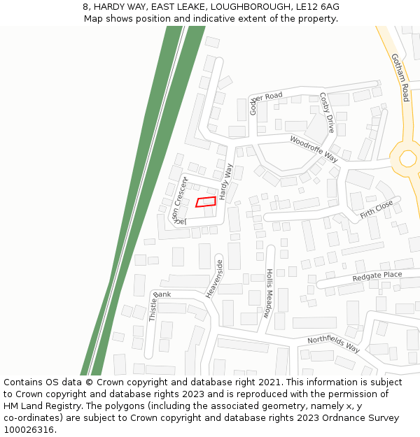 8, HARDY WAY, EAST LEAKE, LOUGHBOROUGH, LE12 6AG: Location map and indicative extent of plot