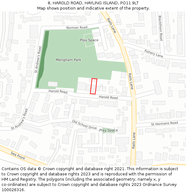 8, HAROLD ROAD, HAYLING ISLAND, PO11 9LT: Location map and indicative extent of plot