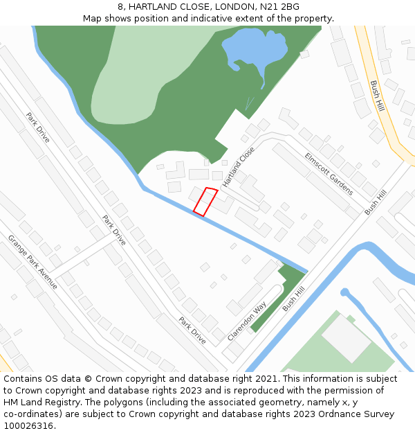 8, HARTLAND CLOSE, LONDON, N21 2BG: Location map and indicative extent of plot