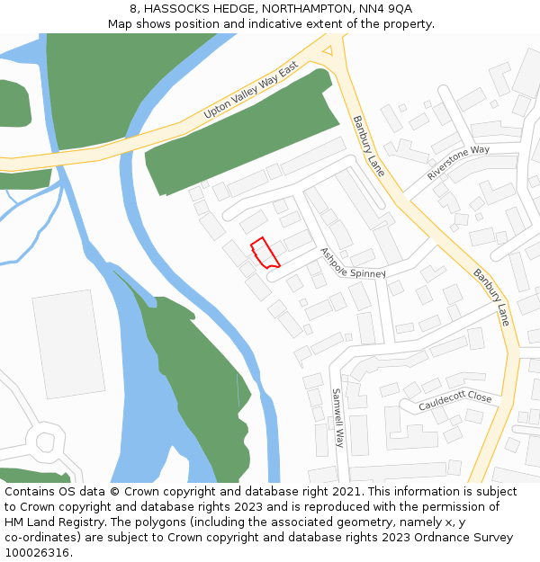 8, HASSOCKS HEDGE, NORTHAMPTON, NN4 9QA: Location map and indicative extent of plot