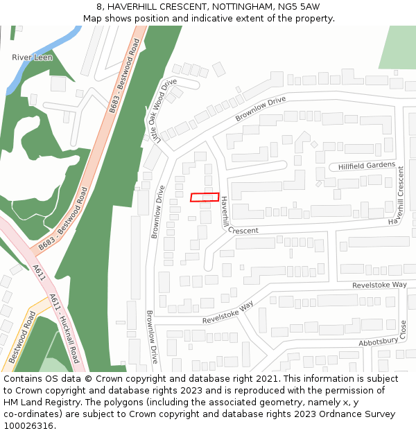 8, HAVERHILL CRESCENT, NOTTINGHAM, NG5 5AW: Location map and indicative extent of plot