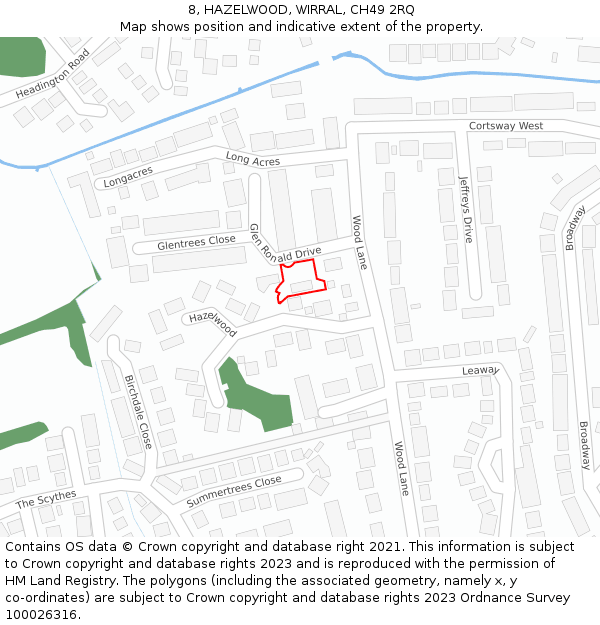 8, HAZELWOOD, WIRRAL, CH49 2RQ: Location map and indicative extent of plot