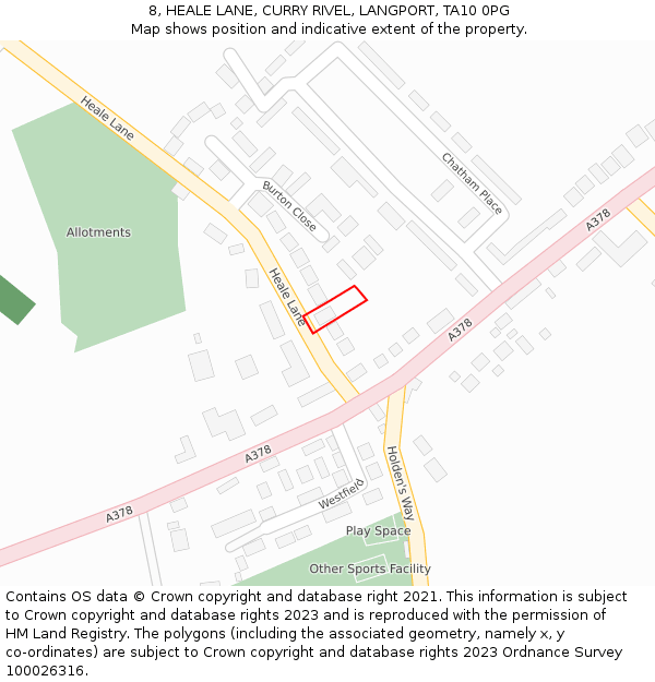 8, HEALE LANE, CURRY RIVEL, LANGPORT, TA10 0PG: Location map and indicative extent of plot