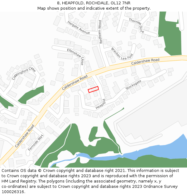 8, HEAPFOLD, ROCHDALE, OL12 7NR: Location map and indicative extent of plot