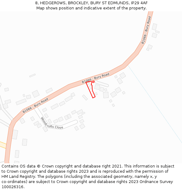 8, HEDGEROWS, BROCKLEY, BURY ST EDMUNDS, IP29 4AF: Location map and indicative extent of plot