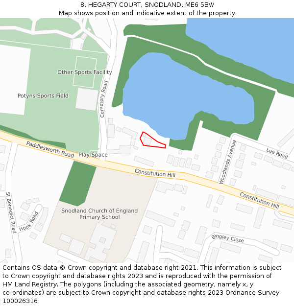 8, HEGARTY COURT, SNODLAND, ME6 5BW: Location map and indicative extent of plot