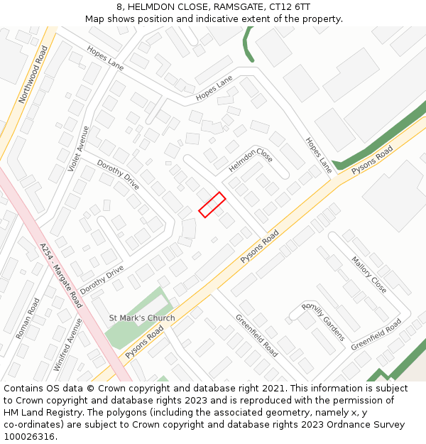 8, HELMDON CLOSE, RAMSGATE, CT12 6TT: Location map and indicative extent of plot