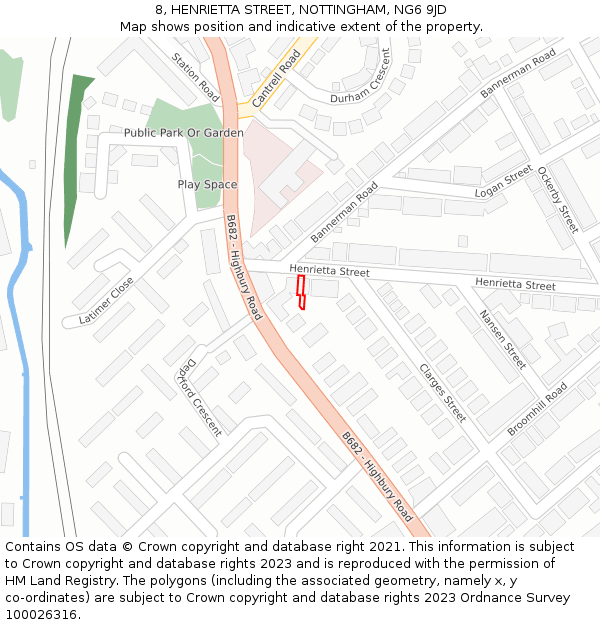 8, HENRIETTA STREET, NOTTINGHAM, NG6 9JD: Location map and indicative extent of plot