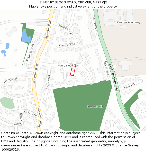 8, HENRY BLOGG ROAD, CROMER, NR27 0JG: Location map and indicative extent of plot