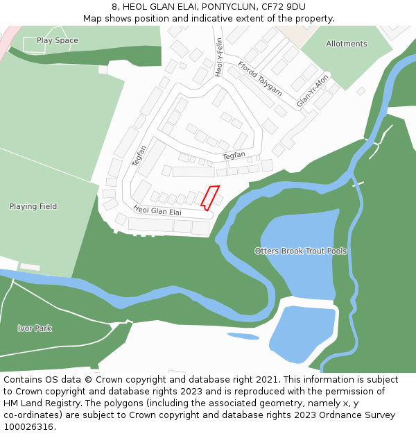 8, HEOL GLAN ELAI, PONTYCLUN, CF72 9DU: Location map and indicative extent of plot