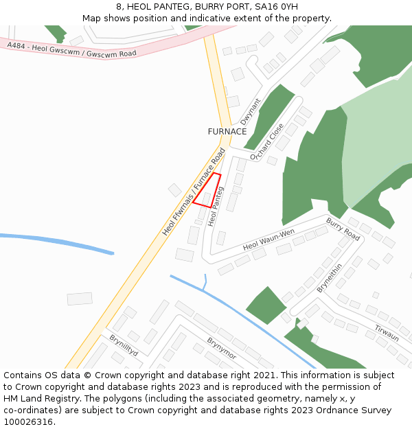 8, HEOL PANTEG, BURRY PORT, SA16 0YH: Location map and indicative extent of plot