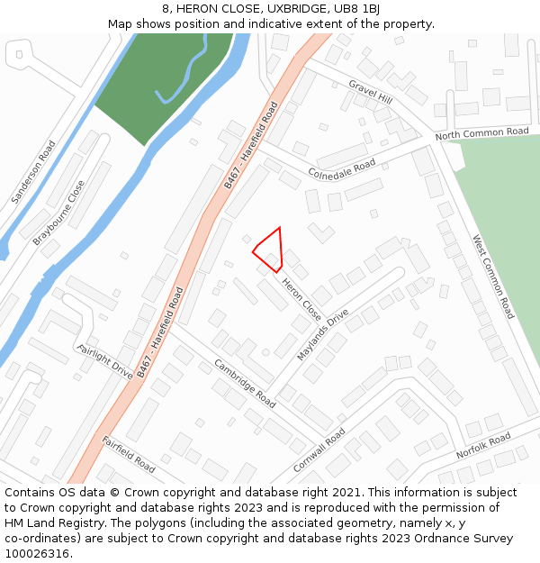 8, HERON CLOSE, UXBRIDGE, UB8 1BJ: Location map and indicative extent of plot