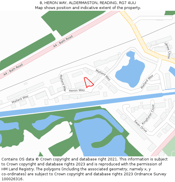 8, HERON WAY, ALDERMASTON, READING, RG7 4UU: Location map and indicative extent of plot