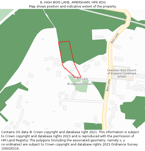 8, HIGH BOIS LANE, AMERSHAM, HP6 6DG: Location map and indicative extent of plot