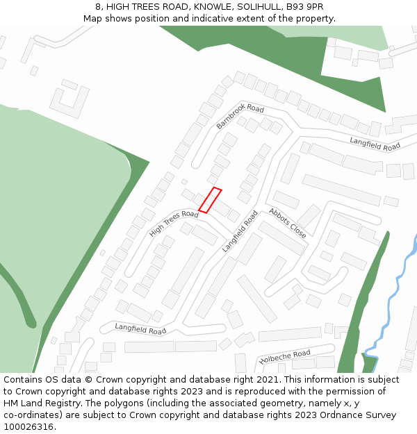 8, HIGH TREES ROAD, KNOWLE, SOLIHULL, B93 9PR: Location map and indicative extent of plot