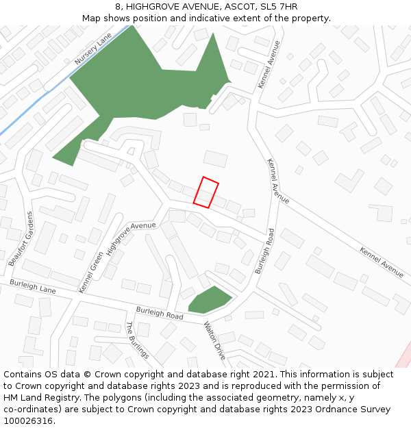 8, HIGHGROVE AVENUE, ASCOT, SL5 7HR: Location map and indicative extent of plot