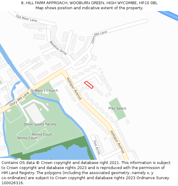 8, HILL FARM APPROACH, WOOBURN GREEN, HIGH WYCOMBE, HP10 0BL: Location map and indicative extent of plot