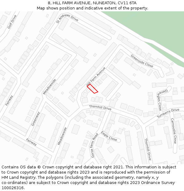 8, HILL FARM AVENUE, NUNEATON, CV11 6TA: Location map and indicative extent of plot