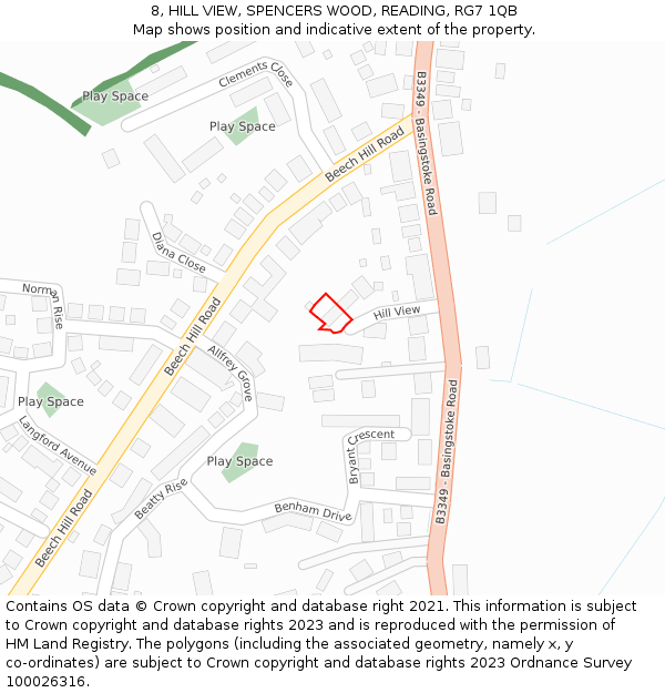 8, HILL VIEW, SPENCERS WOOD, READING, RG7 1QB: Location map and indicative extent of plot