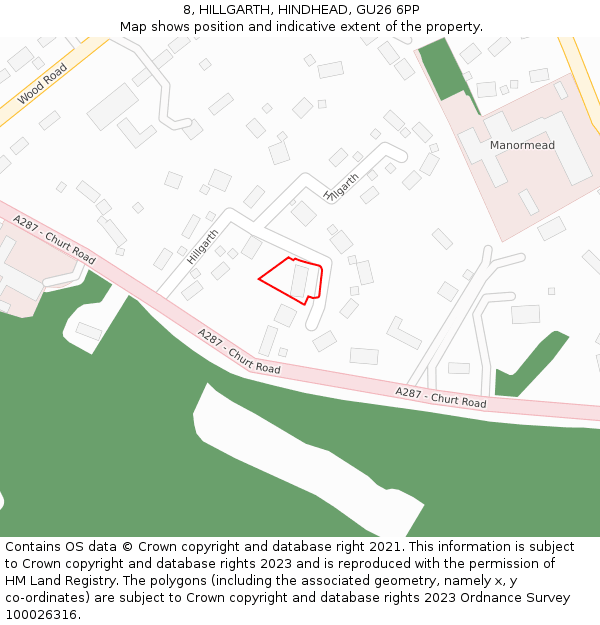 8, HILLGARTH, HINDHEAD, GU26 6PP: Location map and indicative extent of plot