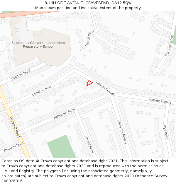 8, HILLSIDE AVENUE, GRAVESEND, DA12 5QW: Location map and indicative extent of plot