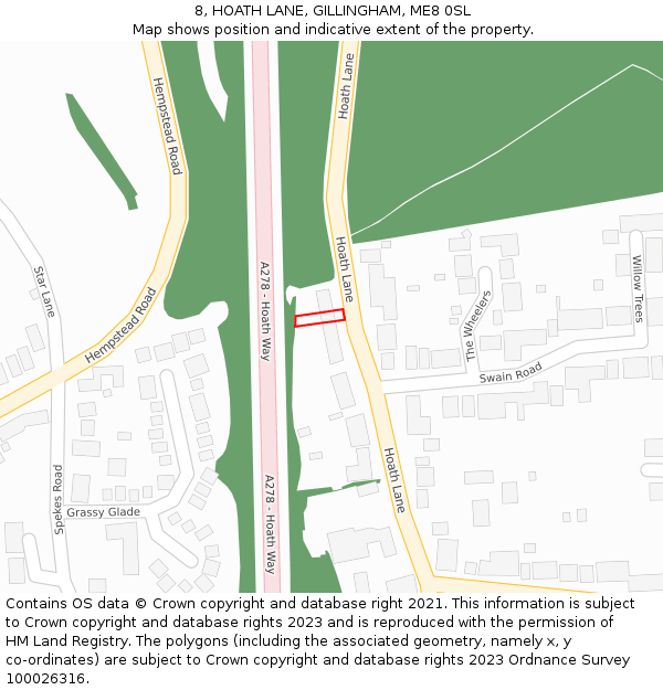 8, HOATH LANE, GILLINGHAM, ME8 0SL: Location map and indicative extent of plot