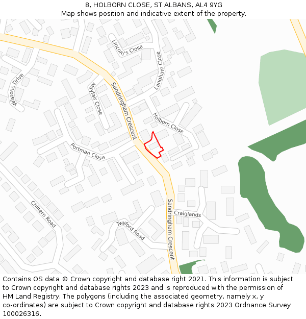 8, HOLBORN CLOSE, ST ALBANS, AL4 9YG: Location map and indicative extent of plot