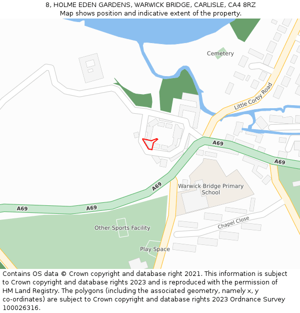 8, HOLME EDEN GARDENS, WARWICK BRIDGE, CARLISLE, CA4 8RZ: Location map and indicative extent of plot