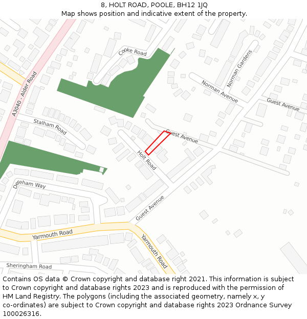 8, HOLT ROAD, POOLE, BH12 1JQ: Location map and indicative extent of plot