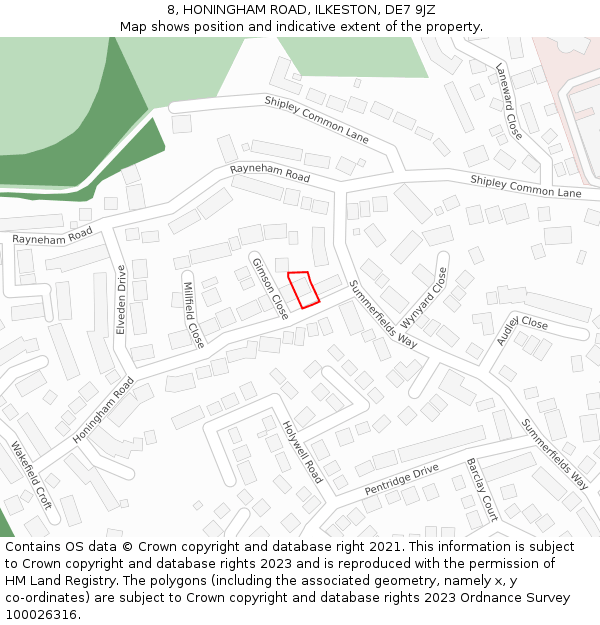 8, HONINGHAM ROAD, ILKESTON, DE7 9JZ: Location map and indicative extent of plot