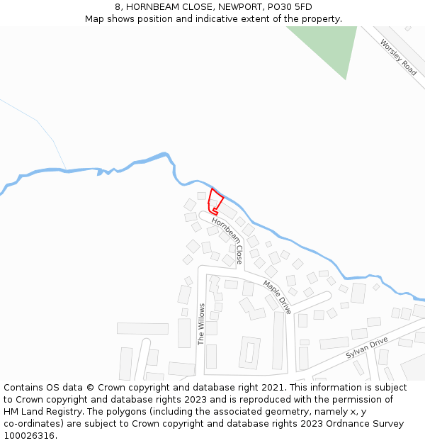 8, HORNBEAM CLOSE, NEWPORT, PO30 5FD: Location map and indicative extent of plot