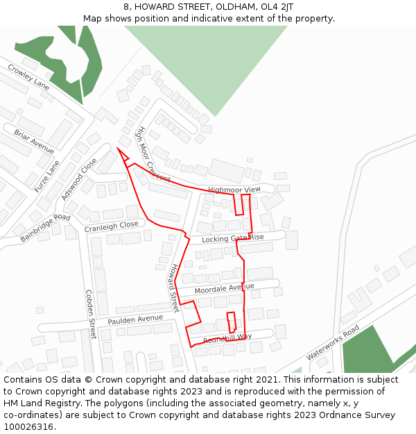 8, HOWARD STREET, OLDHAM, OL4 2JT: Location map and indicative extent of plot