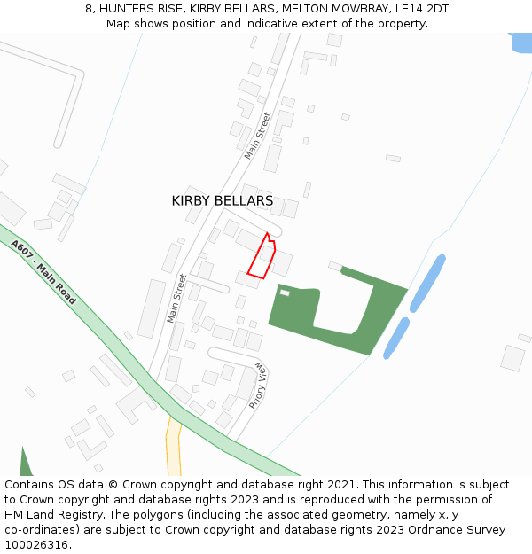 8, HUNTERS RISE, KIRBY BELLARS, MELTON MOWBRAY, LE14 2DT: Location map and indicative extent of plot