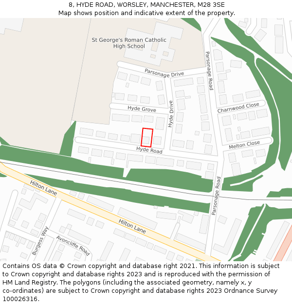 8, HYDE ROAD, WORSLEY, MANCHESTER, M28 3SE: Location map and indicative extent of plot