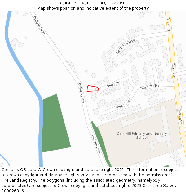 8, IDLE VIEW, RETFORD, DN22 6TF: Location map and indicative extent of plot