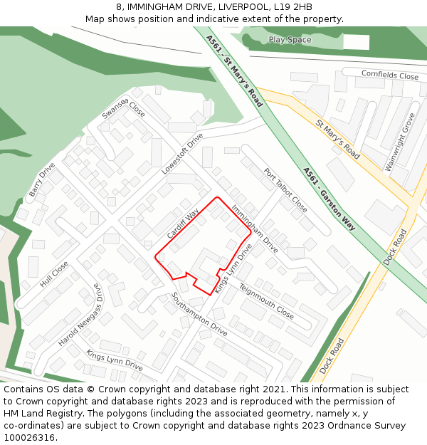 8, IMMINGHAM DRIVE, LIVERPOOL, L19 2HB: Location map and indicative extent of plot
