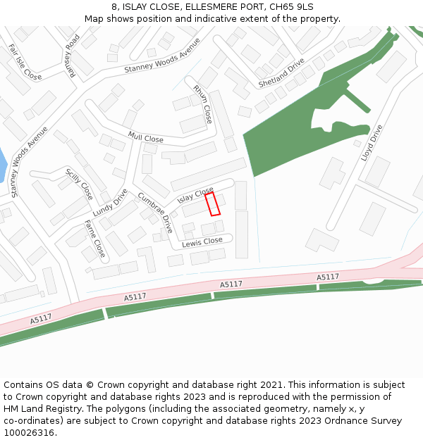 8, ISLAY CLOSE, ELLESMERE PORT, CH65 9LS: Location map and indicative extent of plot
