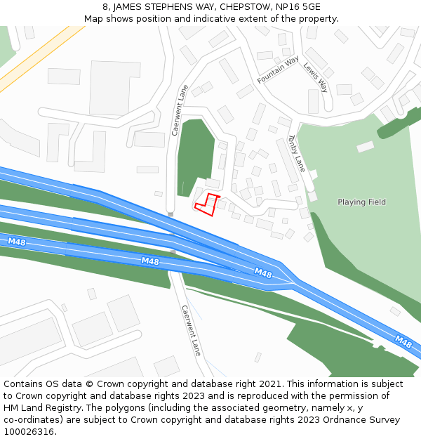 8, JAMES STEPHENS WAY, CHEPSTOW, NP16 5GE: Location map and indicative extent of plot