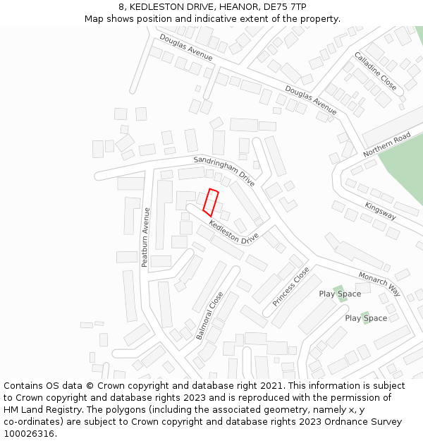 8, KEDLESTON DRIVE, HEANOR, DE75 7TP: Location map and indicative extent of plot