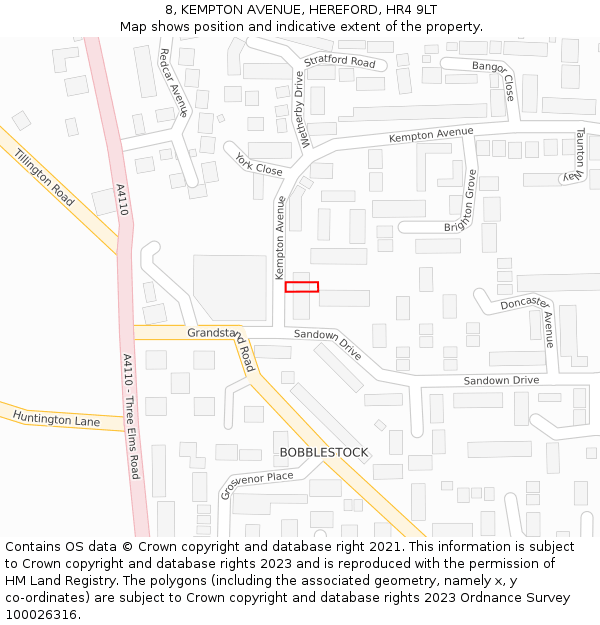 8, KEMPTON AVENUE, HEREFORD, HR4 9LT: Location map and indicative extent of plot