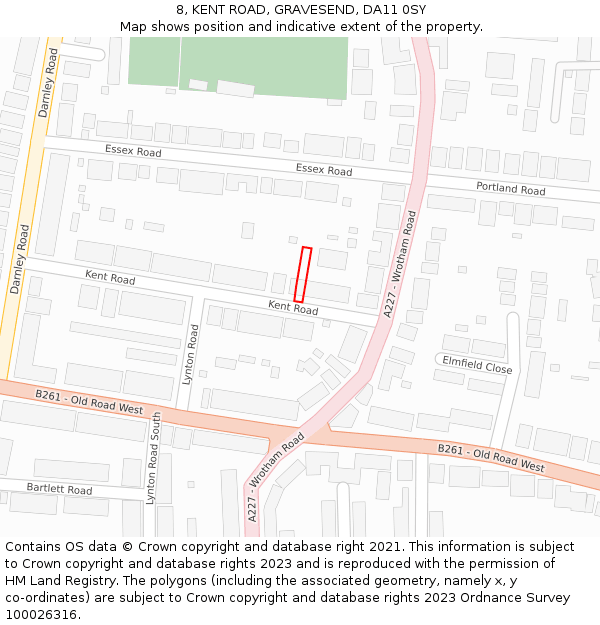 8, KENT ROAD, GRAVESEND, DA11 0SY: Location map and indicative extent of plot