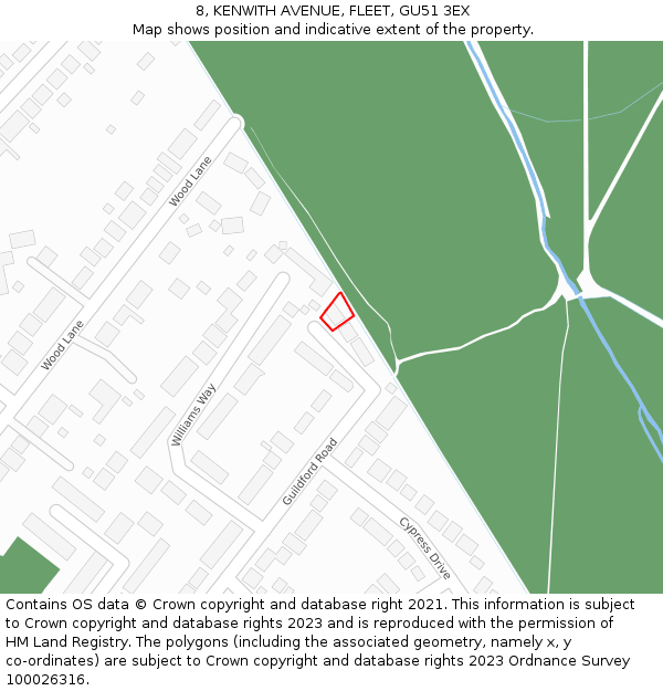 8, KENWITH AVENUE, FLEET, GU51 3EX: Location map and indicative extent of plot