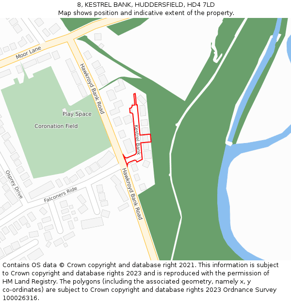 8, KESTREL BANK, HUDDERSFIELD, HD4 7LD: Location map and indicative extent of plot