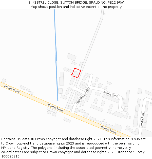 8, KESTREL CLOSE, SUTTON BRIDGE, SPALDING, PE12 9RW: Location map and indicative extent of plot