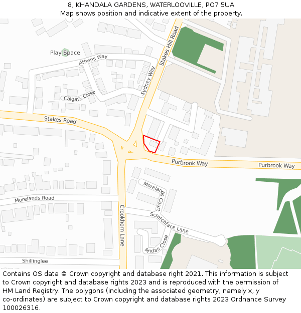 8, KHANDALA GARDENS, WATERLOOVILLE, PO7 5UA: Location map and indicative extent of plot