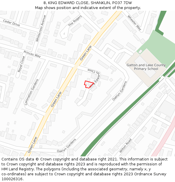 8, KING EDWARD CLOSE, SHANKLIN, PO37 7DW: Location map and indicative extent of plot