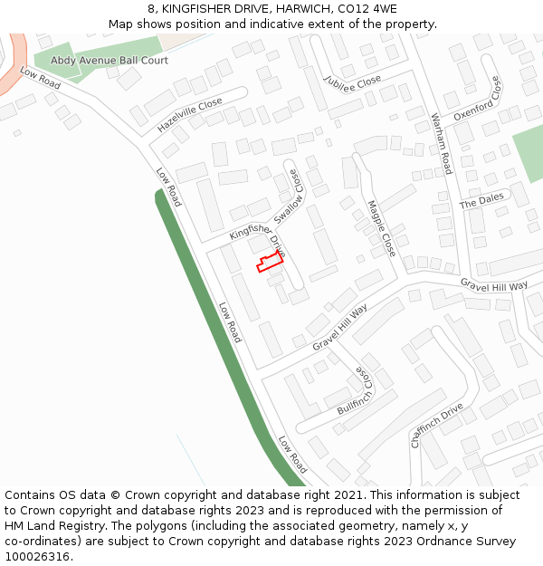 8, KINGFISHER DRIVE, HARWICH, CO12 4WE: Location map and indicative extent of plot