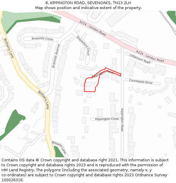 8, KIPPINGTON ROAD, SEVENOAKS, TN13 2LH: Location map and indicative extent of plot