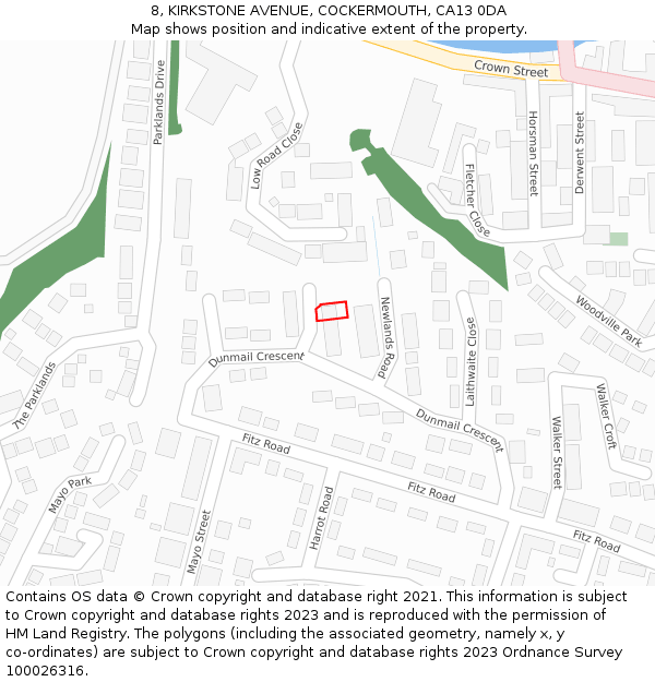 8, KIRKSTONE AVENUE, COCKERMOUTH, CA13 0DA: Location map and indicative extent of plot