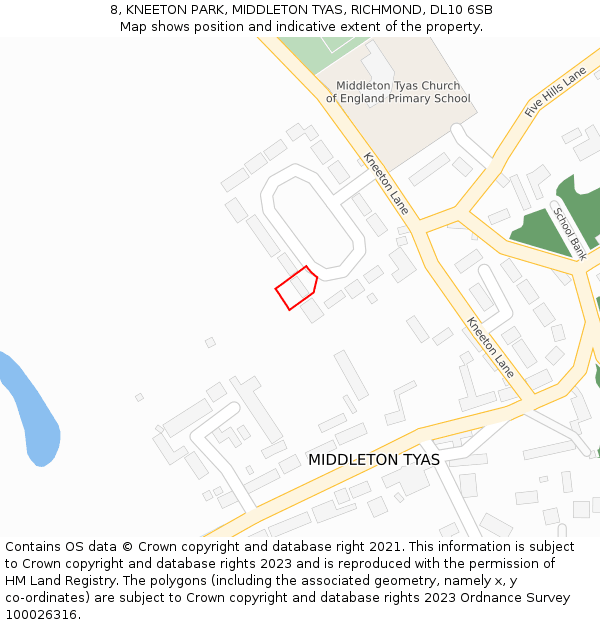 8, KNEETON PARK, MIDDLETON TYAS, RICHMOND, DL10 6SB: Location map and indicative extent of plot